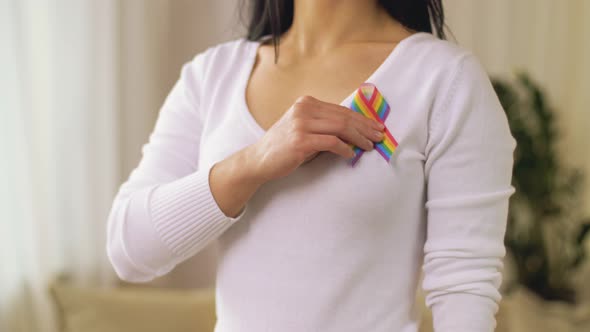 Woman with Gay or Lgbt Pride Awareness Ribbon