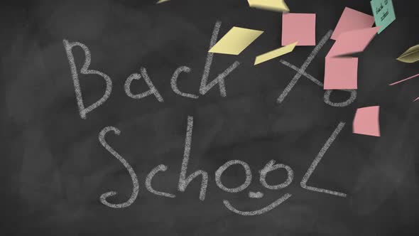 Reminder notes on the chalkboard in the school class and back to school concept