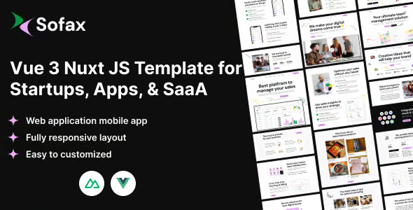 Sofax – Saas, Software & Startup Nuxt JS Template – 0 Sold!