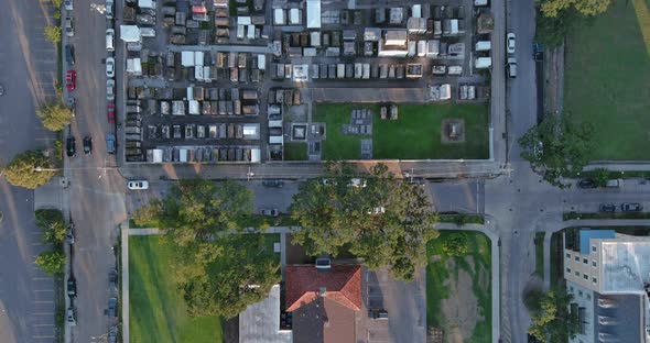 Birds eye view of New Orleans city streets