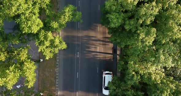 Aerial Top Down View of Freeway Busy City Rush Hour Heavy Traffic Jam Highway.