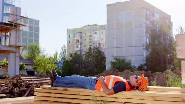 At Construction Site Foreman Middle-aged Take 