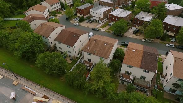 Real Estate Aerial View Establishing Shot American Neighborhood Suburb