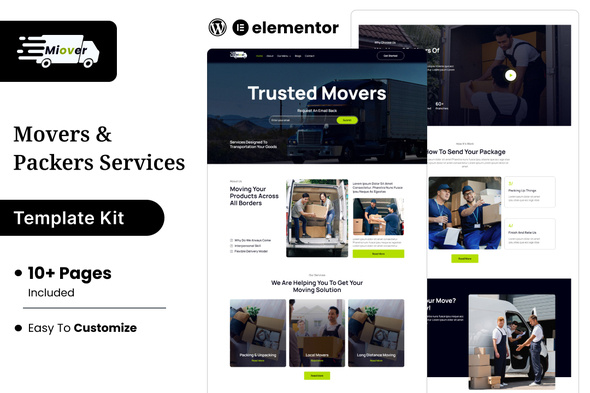 Miover – Packers & Movers Service Elementor Template Kit – 0 Sold!