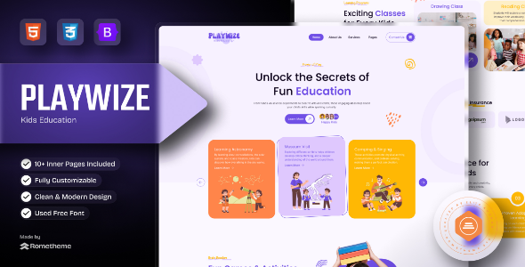 Playwize – Kids Education HTML Template – 0 Sold!