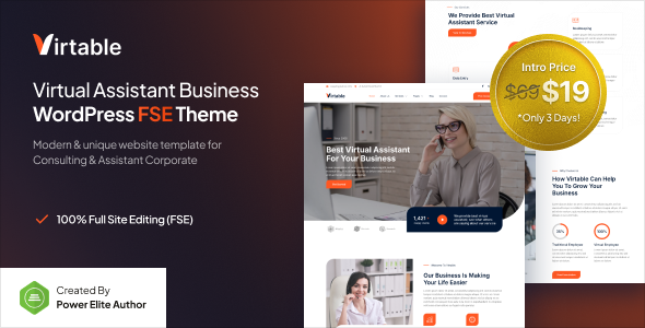 Virtable – Virtual Assistant Business FSE WordPress Theme – 0 Sold!