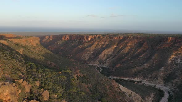 Sunset at Charles Knife Canyon, Cape Range National Park, Exmouth, Western Australia 4K Aerial Drone