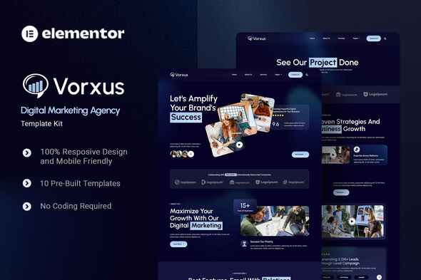 Vorxus – Digital Marketing Agency Elementor Template Kit – 0 Sold!