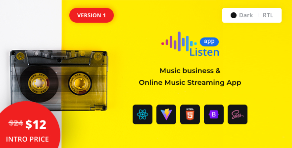 Listen – React Music Streaming App – 0 Sold!