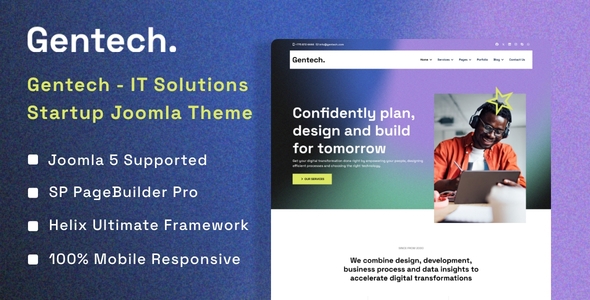 Gentech – IT Solutions & Technology Startup Joomla 5 Template – 0 Sold!