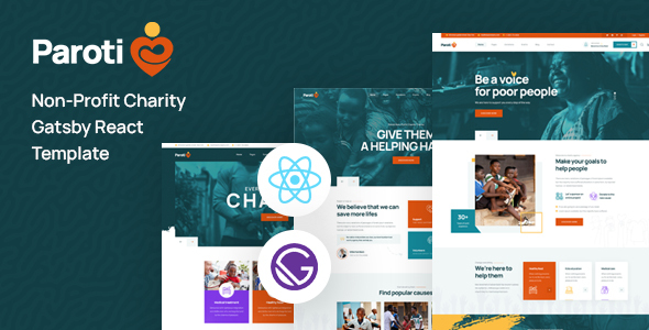 Paroti – Non Profit Charity Gatsby React Template – 0 Sold!