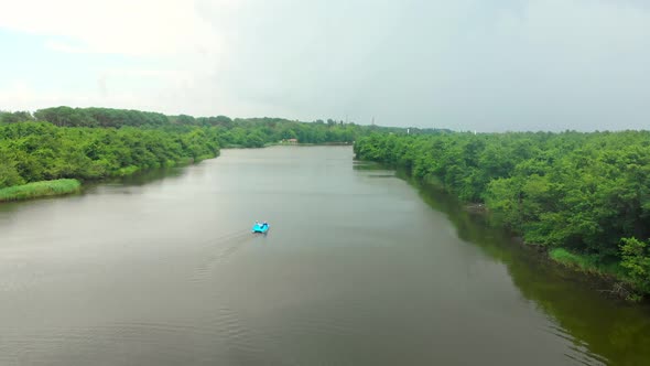 Tourist On Pedal Boat In Georgia