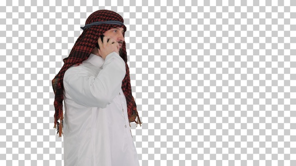 Arabian Sheikh businessman making a call, Alpha Channel