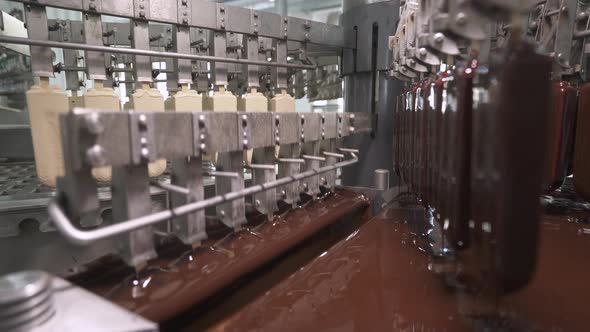 Ice Cream Production, Chocolate Coating Process on Ice Cream, Production Line, Dairy Products