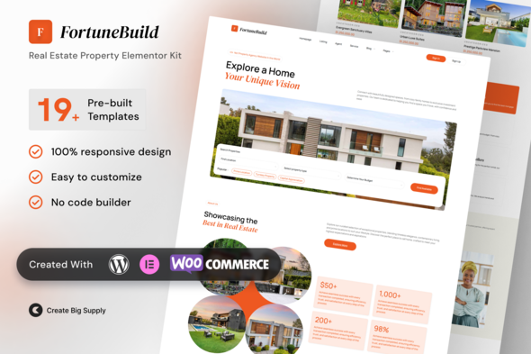 FortuneBuild – Real Estate Property Elementor Template Kit – 0 Sold!