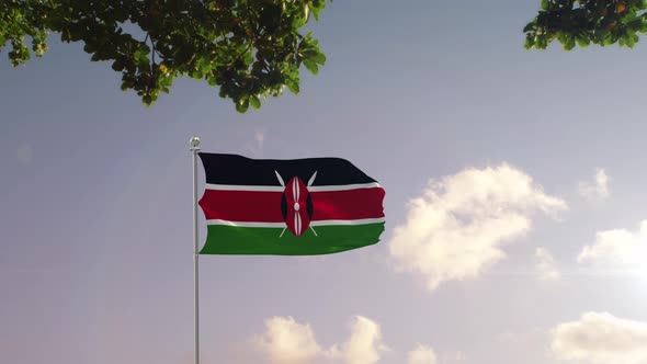 Kenya Flag With  Modern City 