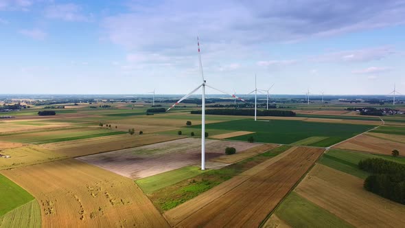 Big Windmills From Drone in Summer