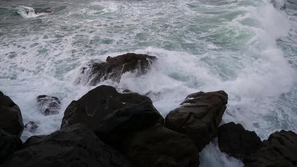 Waves Crashing on the Rocks