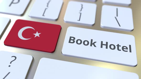 BOOK HOTEL Text and Flag of Turkey on the Buttons