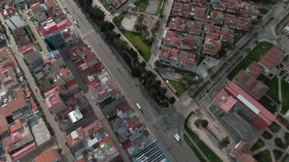 4K daytime before sunset aerial drone view in Cusco, Wanchaq and Rosaspata areas. Dolly in over Mari