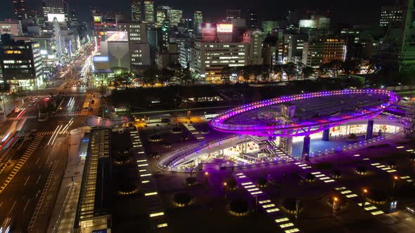 Nagoya Cityscape Lights Night Traffic Timelapse