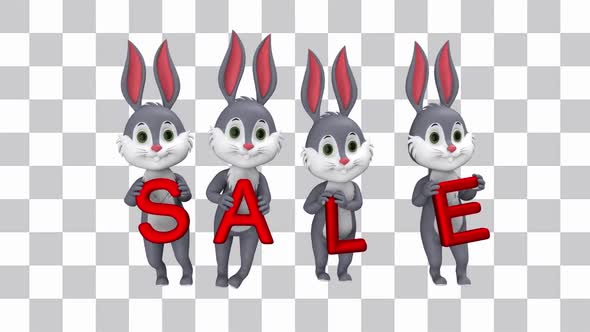 Rabbits With Red Sale Letters