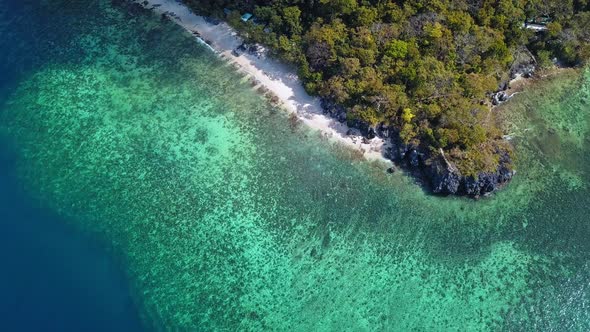 Coral Reefs Visible Thru The Clear Water Of El Nido Beach In Palawan Philippines