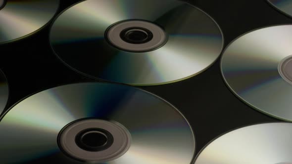 Rotating shot of compact discs 