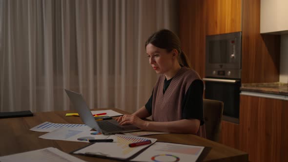 Business Woman Working From Home Caucasian Women Works From Home During the Coronavirus Crisis