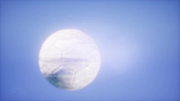 Soccer Ball on Blue Sky Background alt