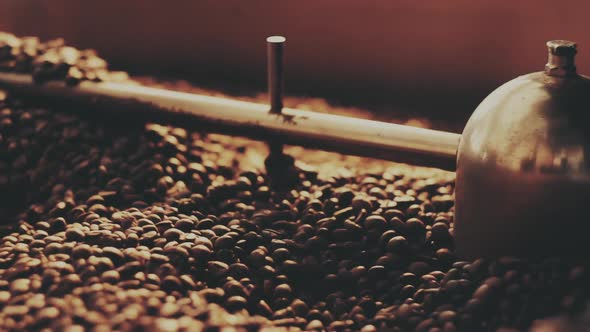 Fragrant Coffee Beans in the Roaster