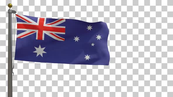 Australia Flag on Flagpole with Alpha Channel