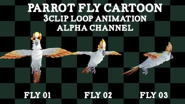 Parrot Fly 3clip Cartoon Loop alt