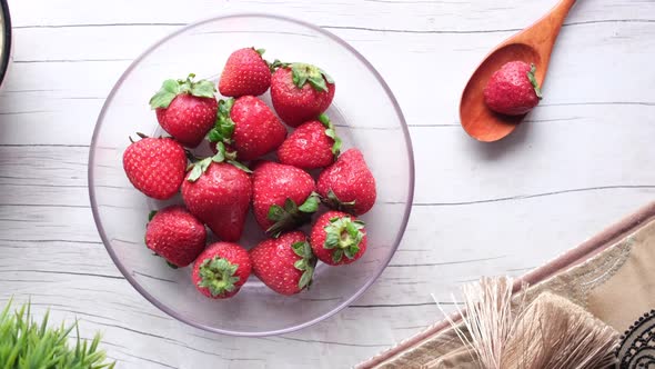 Fresh Strawberry in a Bowl on Table