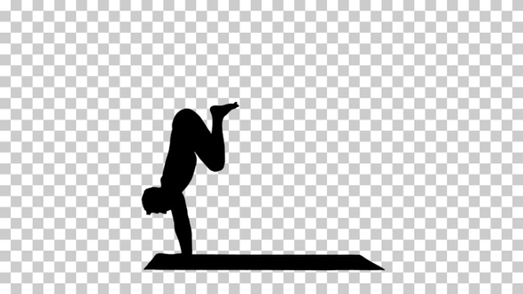 Silhouette man doing yoga, Alpha Channel