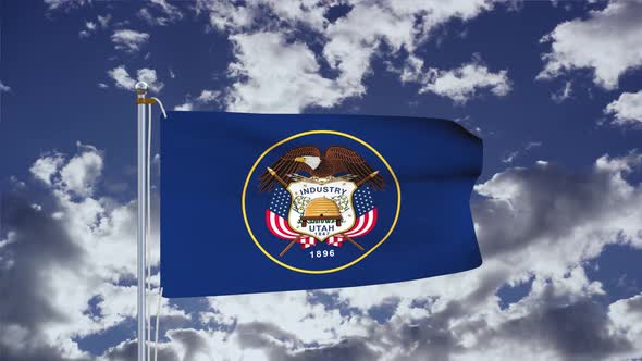 Utah Flag Waving 4k