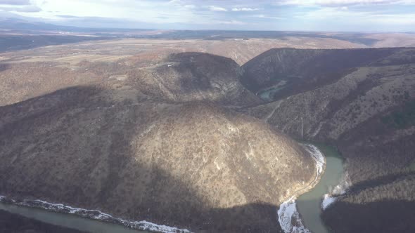 Landscape with canyon of river Timok in Serbia 4K drone video