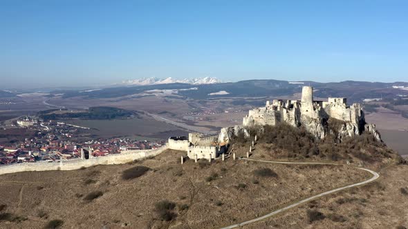 Aerial view of Spissky Castle in Spisske Podhradie, Slovakia