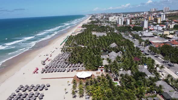 Tropical beach scenery of Fortaleza. Northeast Brazil. Ceara state.