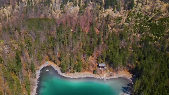 Beautiful small Lake in the Mountains Drone Video