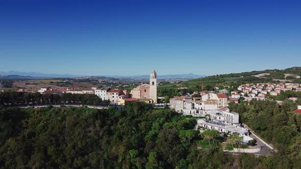 Aerial View of Beautiful Sirolo City in Italy with Mountain Landscape