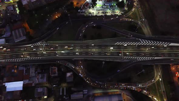 Traffic At Motorway Of Grande Raccordo Anulare At Night In Rome Italy