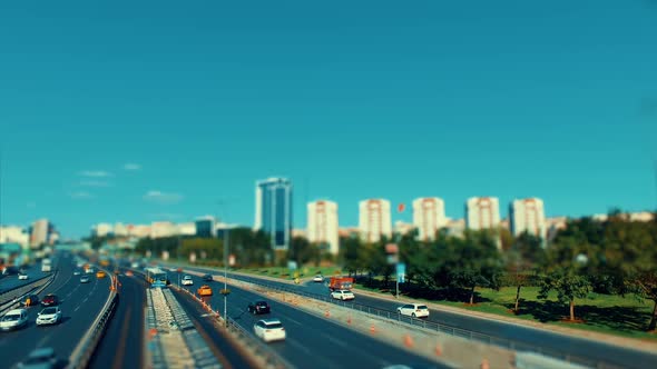 Time lapse Car traffic on a wide road, transportation and infrastructure development in urban city w