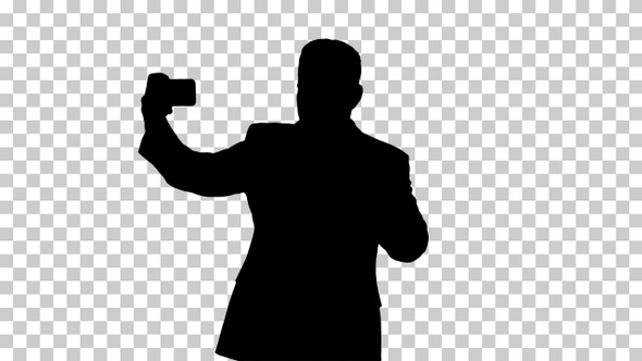 Silhouette man taking a selfie, Alpha Channel alt