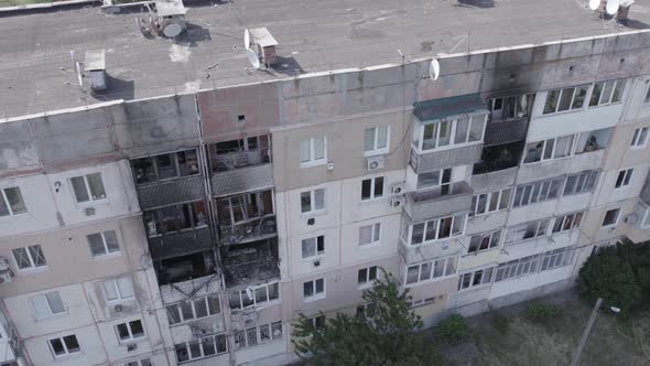 War in Ukraine  a Destroyed Building in the City of Makariv