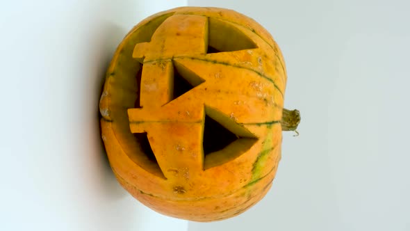 Vertical orientation video: Halloween pumpkin. Theme decorations for Happy Halloween