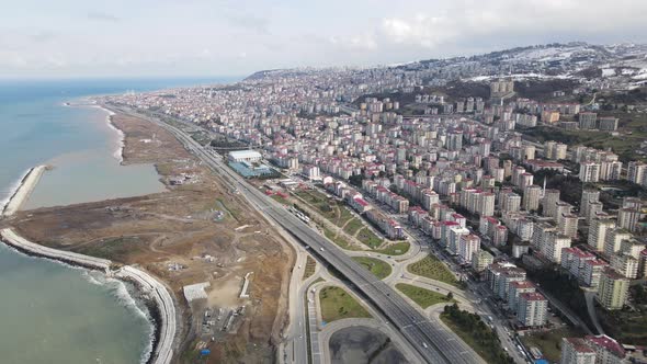 Black Sea City Aerial View in Trabzon Turkey