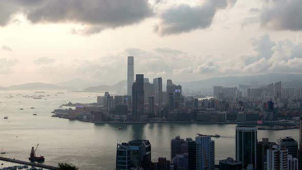 Cityscape Hong Kong Yau Tsim Mong District with Skyscrapers