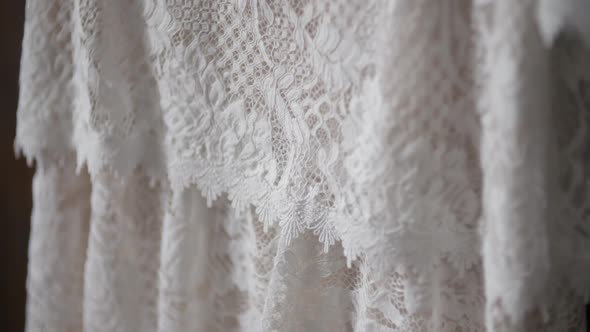 Beautiful Wedding Dress Detail on Coat Hanger