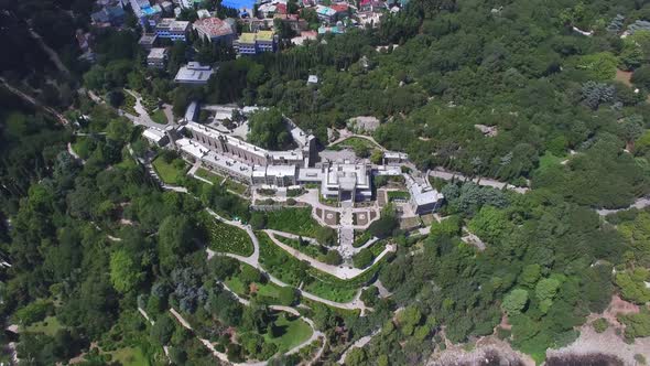 Flight Over the Castle By the Sea on a Sunny Day